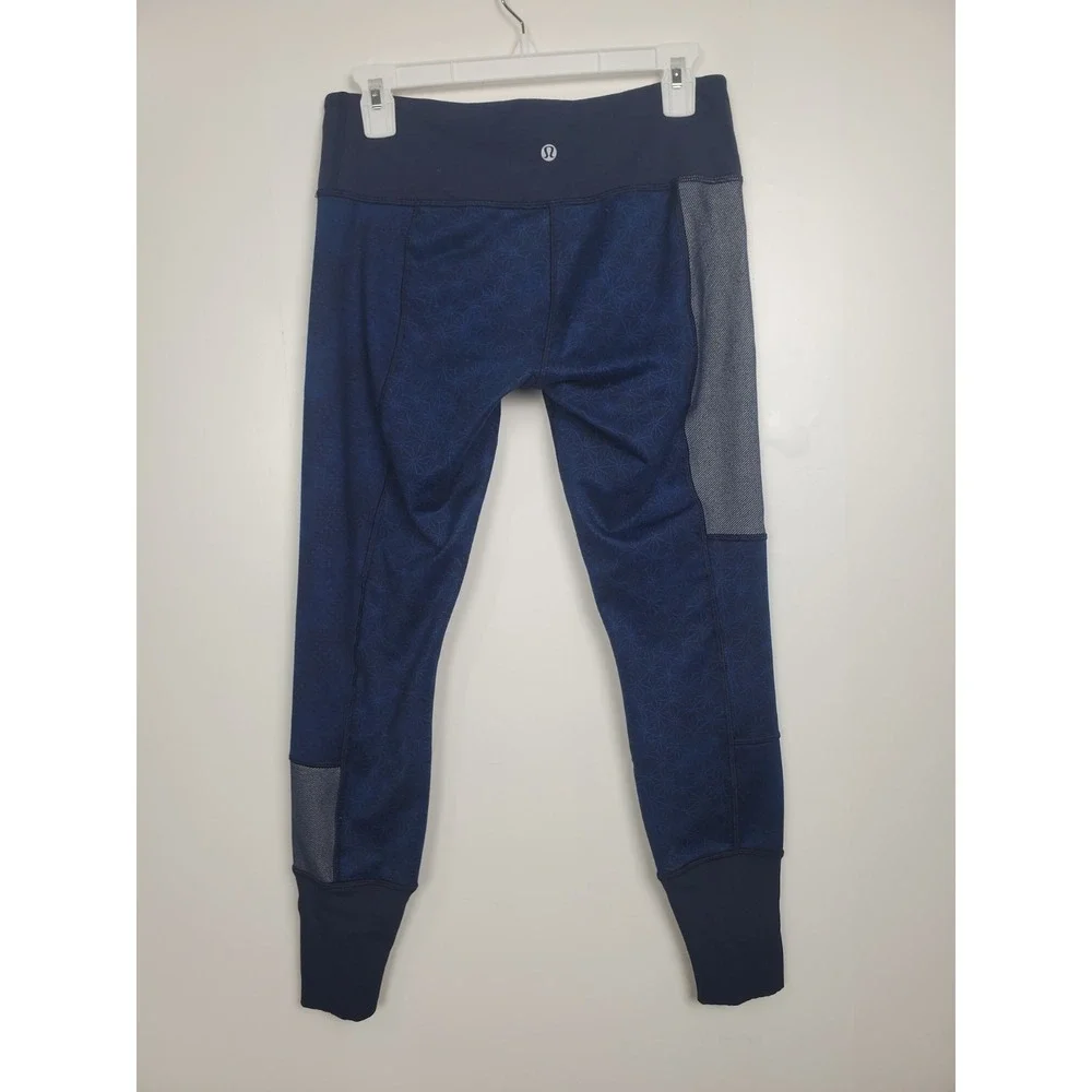 Lululemon Wunder Under Full-On Luon Pants (Sashiko), Women's Size 8, Navy Blue S